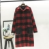 Áo len kẻ sọc mùa thu đông 2018 nữ dài phần Hàn Quốc dài tay ấm áp retro áo khoác sinh viên hoang dã