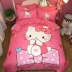 Cartoon mèo kt Hello Kitty bông denim bông bốn bộ trẻ em chăn trải giường 1.5m1.8 mét - Bộ đồ giường bốn mảnh Bộ đồ giường bốn mảnh