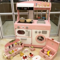 Деревянная детская кухня, игрушка, реалистичный комплект, семейная кухонная утварь, 3-6 лет