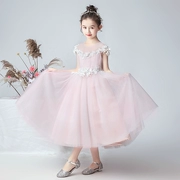 Váy bé gái công chúa váy sinh nhật màu hồng quý phái tổ chức bé gái nước ngoài sợi phồng trang phục piano - Váy trẻ em