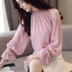 Ren dài tay áo ngọt ngào chiffon áo sơ mi nữ 2018 mùa thu mới Hàn Quốc phiên bản của lỏng mỏng đèn lồng tay áo ren đáy áo sơ mi áo sơ mi hàn quốc Áo sơ mi chiffon ren