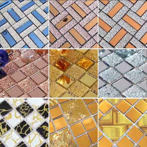 Стеклянная современная самоклеющаяся мозаика на стену, зеркальный эффект