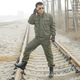 Хлопковые демисезонные джинсы с начесом, износостойкий комбинезон, защита от ожогов