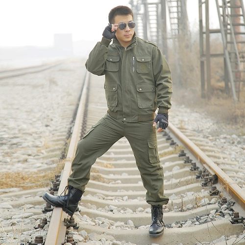 Хлопковые демисезонные джинсы с начесом, износостойкий комбинезон, защита от ожогов