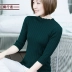 Mùa thu nửa cổ cao tay áo bảy điểm kích thước lớn Nữ phiên bản Hàn Quốc của áo len hoang dã tay áo len đen áo len - Vòng cổ áo len Vòng cổ áo len