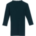 Mùa thu nửa cổ cao tay áo bảy điểm kích thước lớn Nữ phiên bản Hàn Quốc của áo len hoang dã tay áo len đen áo len - Vòng cổ áo len Vòng cổ áo len