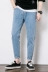 Quần jean màu xanh nhạt phiên bản Hàn Quốc của xu hướng tự tu luyện 9 chiếc quần bf Cổng gió gió giản dị Jane quần nam - Quần jean