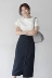 Ifu Hàn Quốc mua áo sơ mi nữ mùa hè mới nữ khí chất cổ tròn màu rắn tay ngắn bằng vải lanh nhẹ - Áo sơ mi Áo sơ mi