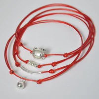 Vòng chân S925 sterling silver chuyển red rope vòng chân vòng đeo tay nữ sinh năm sinh viên nam và nữ các cặp vợ chồng handmade rope vòng chân vòng chân titin ko gỉ