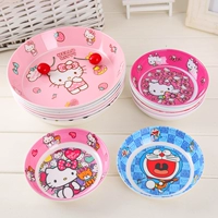 Bộ đồ ăn trẻ em tấm melamine giả sứ vỡ xương tấm phim hoạt hình dễ thương món ăn lạnh mẫu giáo bé ăn tấm - Đồ ăn tối bộ chén đĩa