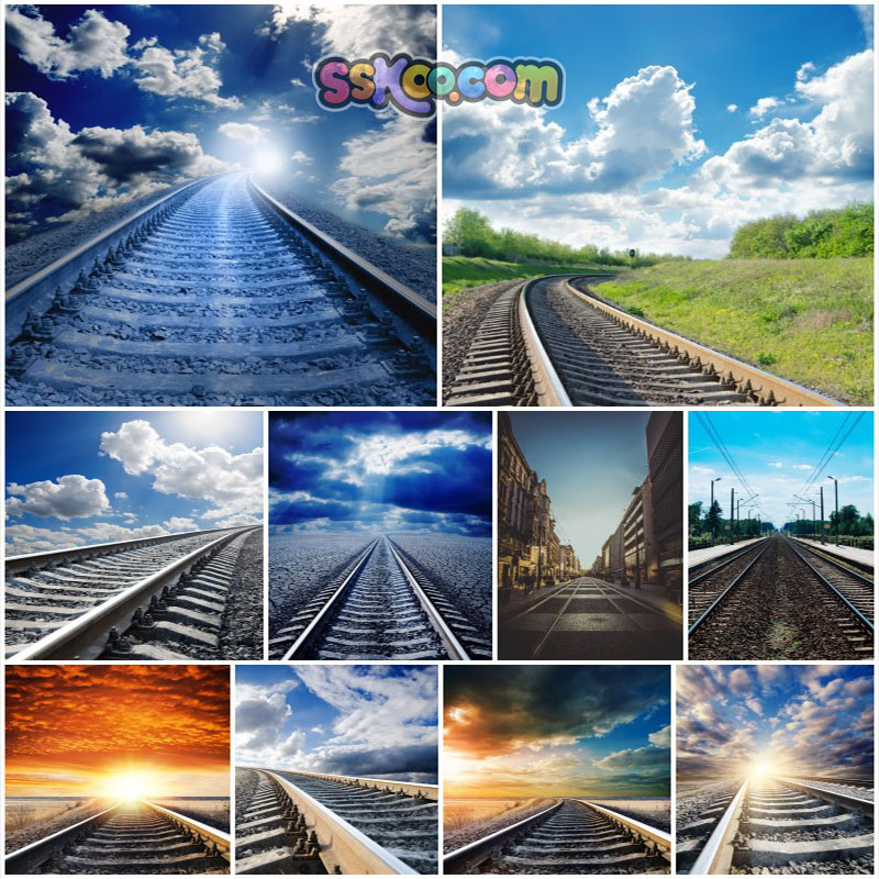 铁路高铁铁轨轨道高清JPG摄影照片4K壁纸背景图片插图设计素材