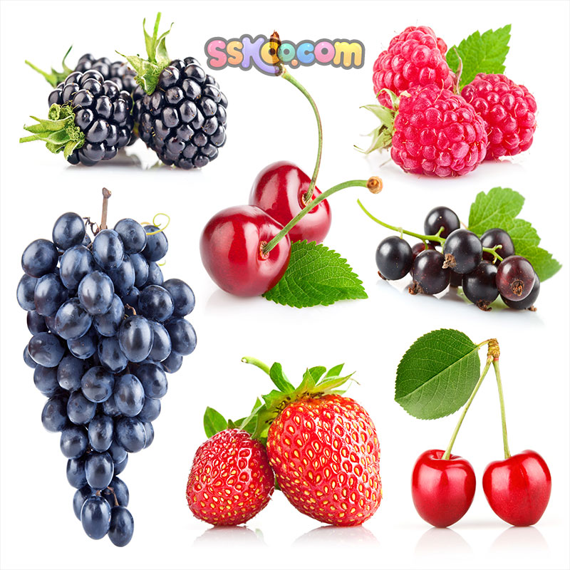 莓蓝草莓树莓葡萄高清JPG摄影照片4K壁纸背景图片插图设计素材