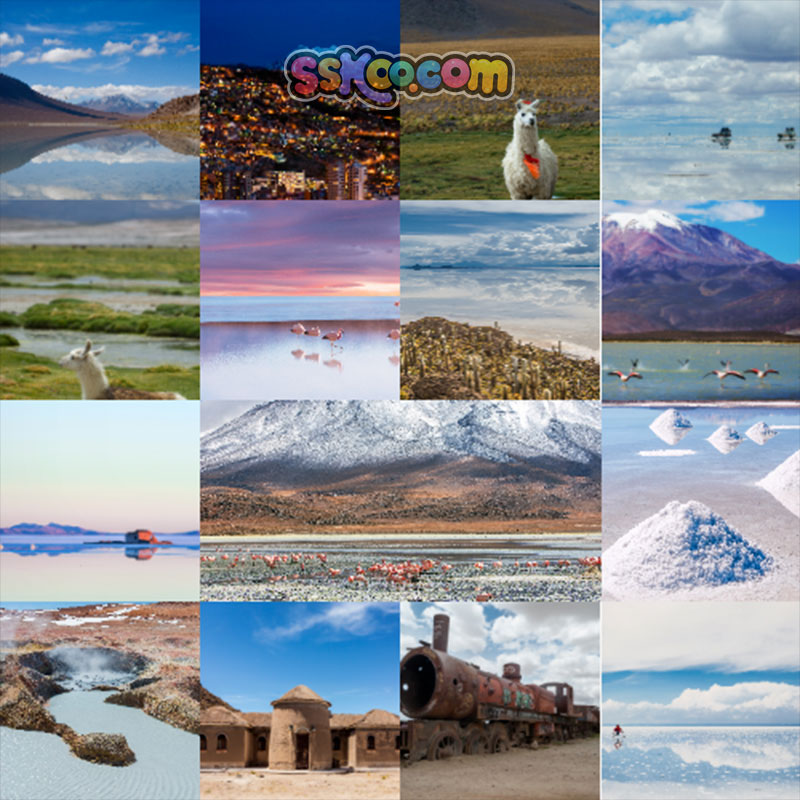 高清JPG素材玻利维亚风光图片高原盐湖火烈鸟天空之境南美洲摄影