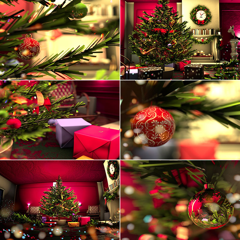 圣诞礼物圣诞节圣诞树室内布景装饰高清图片照片主题场景背景素材
