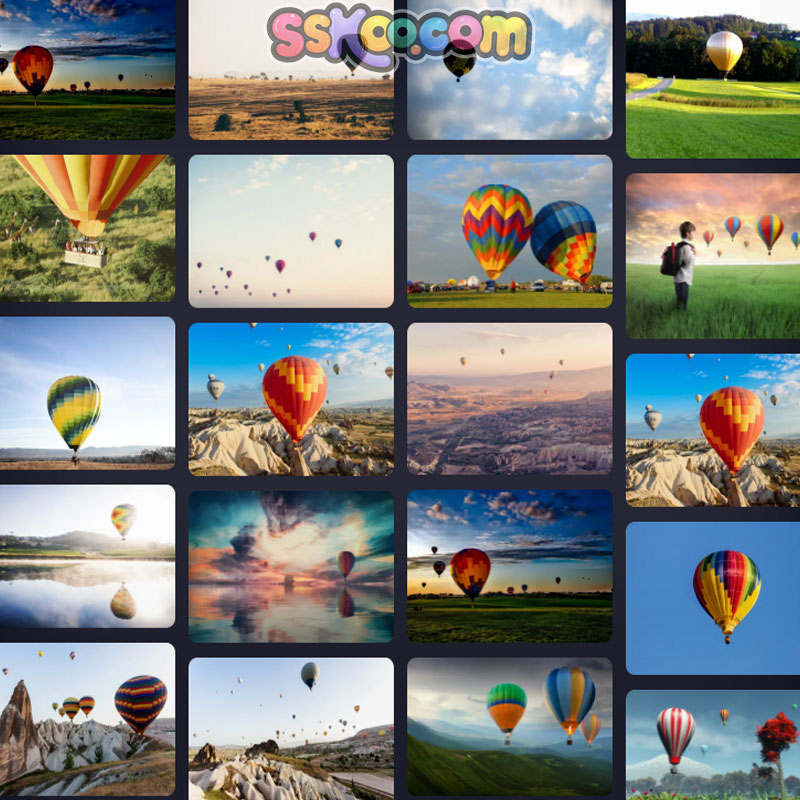 热气球升空场景插图特写照片风景壁纸高清4K摄影图片设计背景素材