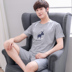 Trai đồ ngủ mùa hè phần mỏng cotton ngắn tay nam phù hợp với thanh niên sinh viên Hàn Quốc phiên bản của giản dị kích thước lớn dịch vụ nhà mùa hè Nam giới