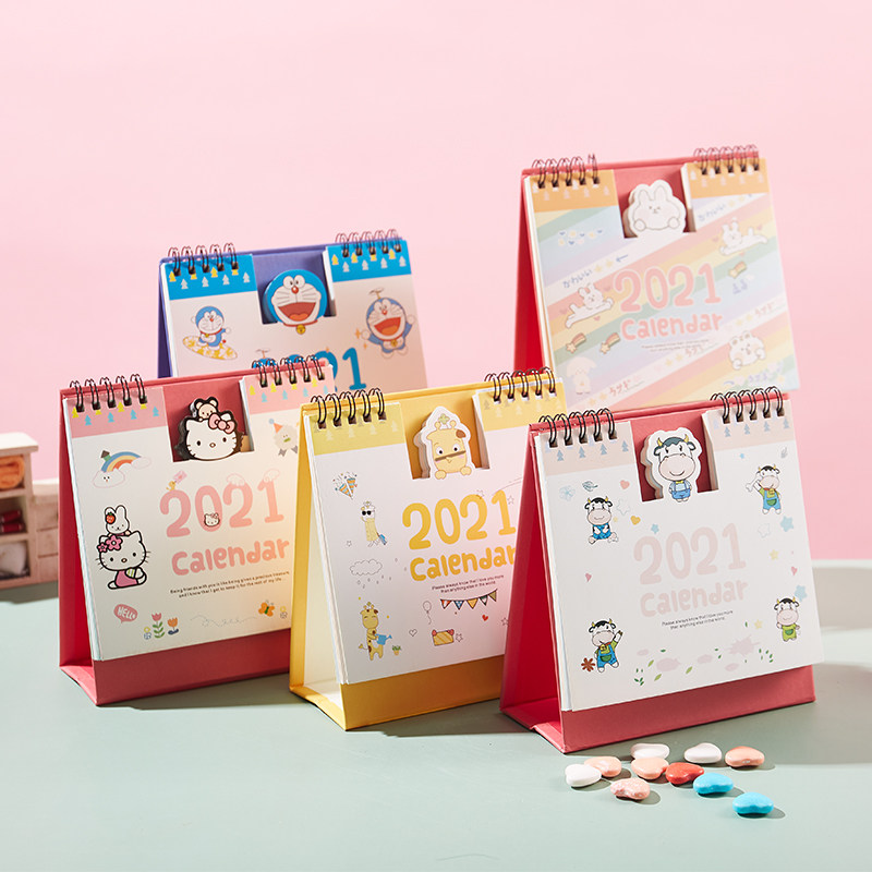 2021年办公记事可爱清新2021台历韩国版桌面小日历农历卡通年历本