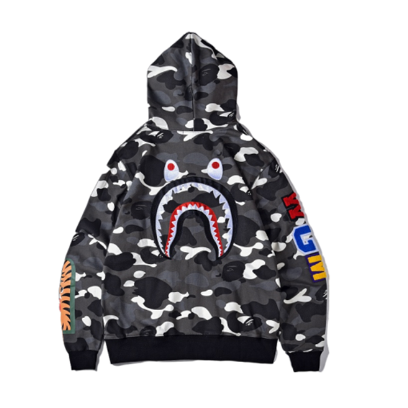 Camouflage Black & Eat Chicken & Night LightChaopai ins Go through Genuine BAPE loose coat shark camouflage Luminous Sweater men and women Couples dress Spring and Autumn Hoodie