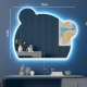 Gấu thông minh hình đặc biệt gương phòng tắm đèn led bàn trang điểm gương trang điểm hoạt hình sáng tạo treo tường phòng tắm gương hình bán nguyệt