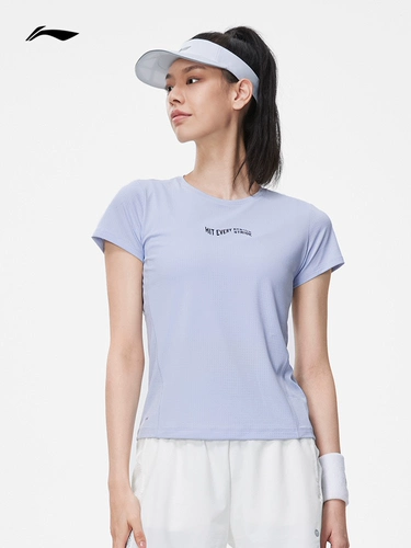 Li Ning, футболка, спортивный трикотажный спортивный костюм с круглым воротником, короткий рукав, для бега