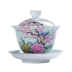 Jingdezhen gốm mở nắp bát vẽ tay ba mảnh hoa pastel và chim trà bát trà Kung Fu màu xanh và trắng đặt tách trà - Trà sứ bình giữ nhiệt pha trà Trà sứ