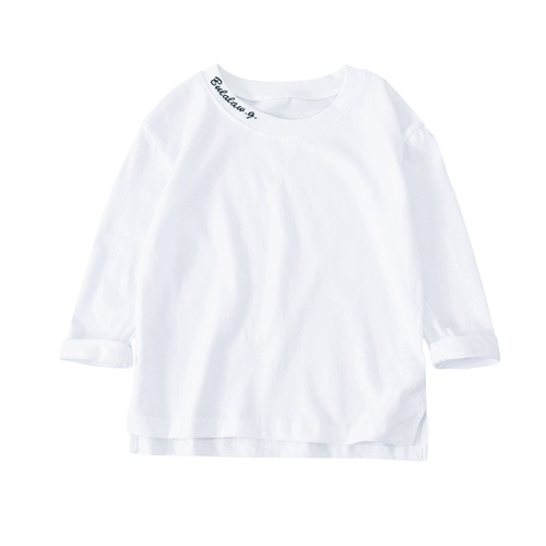 Детская хлопковая футболка для мальчиков, лонгслив, белый демисезонный топ, длинный рукав, в западном стиле, подходит для подростков, в корейском стиле, детская одежда
