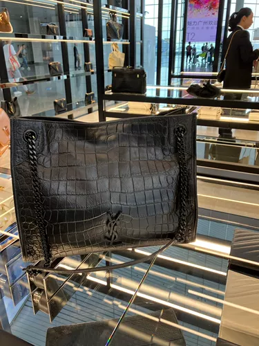 YSL/圣罗兰 Женская сумка Niki Shopping Fold Chep Bag Crocodile Patchered Tertex Underare Sag Sag Sag