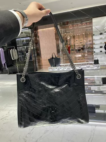 YSL/圣罗兰 Женская сумка Niki Shopping Fold Chep Bag Crocodile Patchered Tertex Underare Sag Sag Sag