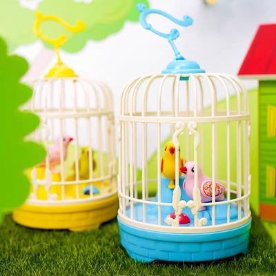 仿真小鸟带鸟笼儿童笼子有声会动会叫电动声控感应鸟婴儿宝宝玩具