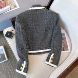 Плетеная короткая демисезонная куртка, пиджак классического кроя, оверсайз, французский стиль