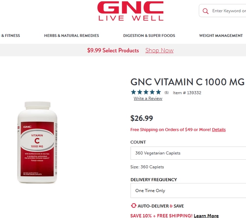 Spot Prince, та же самая модель, американский Jiananxi GNC Витамин C1000 мг медленные фрукты розы VC360 Капсула