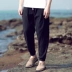 Quần linen Quần âu phong cách Trung Quốc quần lỏng nam bó quần cotton và vải lanh chín quần quần harem quần đèn lồng - Quần Harem