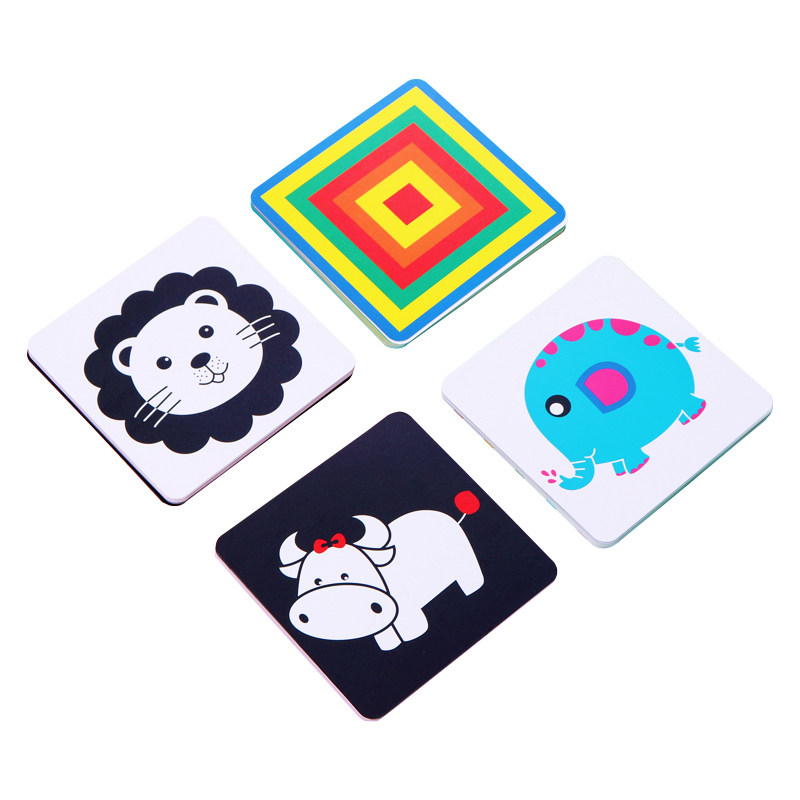 婴儿黑白卡片初生新生儿宝宝早教彩色视觉激发卡启蒙闪卡色卡全套