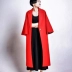 Màu đỏ trên đầu gối áo khoác nữ kích thước lớn phù hợp với cổ áo cổ áo chín điểm trong phần dài dày mùa thu và áo khoác len mùa đông nữ - Trung bình và dài Coat
