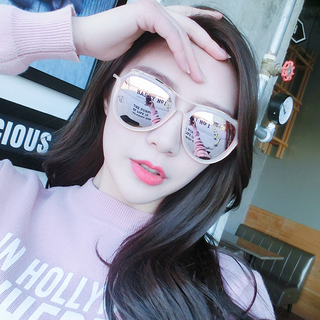 女潮2018个性圆脸粉色墨镜周扬青同款偏光太阳镜近视带有度数眼镜