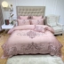 Châu Âu hai mặt lanjing Tiansi bốn mảnh băng lụa 80 thêu lụa đám cưới sang trọng màu hồng giường mùa hè - Bộ đồ giường bốn mảnh