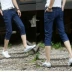 Mùa hè phần mỏng 7 bảy quần jeans nam người đàn ông Hàn Quốc của loose 8 quần sinh viên quần short hoang dã xu hướng giản dị áo nam Cao bồi