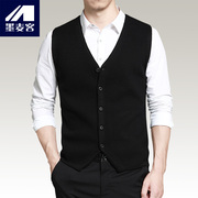 Trạm châu âu BF nam áo len len casual vest V-Cổ Slim thanh niên cha vest vest vai màu đen