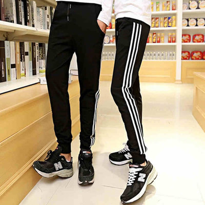 Mùa xuân và Mùa Thu Harajuku ba con đường và ba thanh của nam giới thường chân quần cotton lỏng sinh viên thể thao quần nam triều thanh niên quần kaki nam ống đứng Quần mỏng