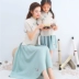 Mẹ và con gái phù hợp với cha mẹ con Hanfu váy mùa hè cotton và vải lanh sườn xám retro phong cách Trung Quốc cô gái thêu gió quốc gia hai mảnh - Trang phục dành cho cha mẹ và con quần áo cá tính cho mẹ và bé Trang phục dành cho cha mẹ và con