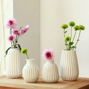Châu Âu sáng tạo trung bình chay trắng sứ hoa cá tính đơn giản tròn phòng khách gốm trắng bình đặt - Vase / Bồn hoa & Kệ