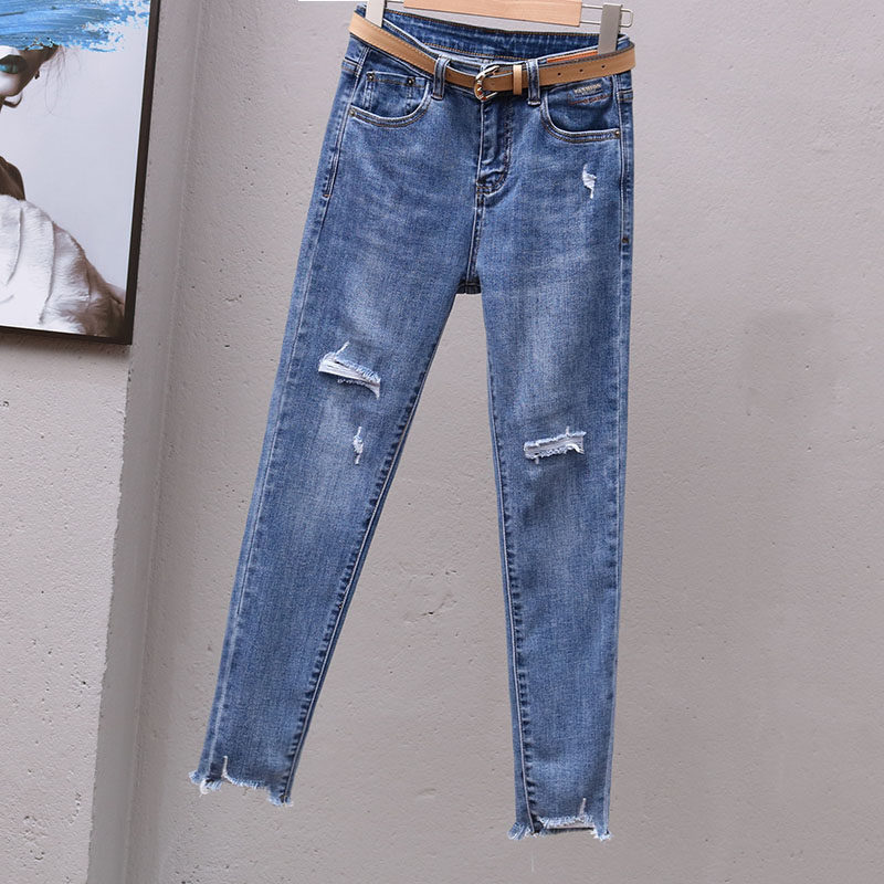 European-style slimming and versatile pencil pants for spring and Autumn 2022, fashionable and slimming jeans that wear out, women's straight-leg skinny pants Specification image