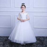 Váy công chúa váy dài 2019 hoa mới pettiskirt cô gái chủ nhà màu trắng trang phục piano mùa đông - Váy trẻ em váy ren đẹp nhất cho bé gái