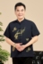 Mùa hè trung niên của nam giới Tang phù hợp với ngắn tay quần áo Trung Quốc cha phong cách Trung Quốc áo sơ mi Trung Quốc phong cách khóa ông nội trang phục dân tộc Trang phục dân tộc