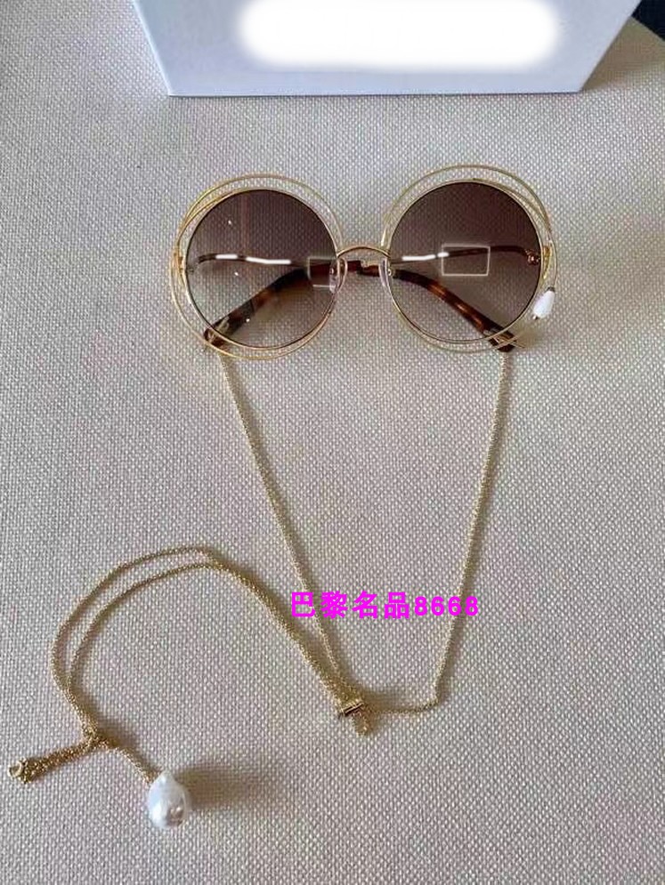 Picture 42021 European and American fashion midfielder personality female Large frame Show thin circular ultraviolet-proof chain Sunglasses Sun glasses