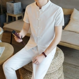 Летняя футболка с коротким рукавом, комплект, шелковая ретро одежда, коллекция 2021, китайский стиль, из хлопка и льна