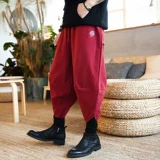 Китайский комплект, штаны, фонарь, повседневные брюки, китайский стиль, с вышивкой, оверсайз, свободный крой