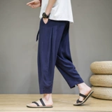 Летние тонкие цветные штаны, китайский стиль, большой размер, из хлопка и льна