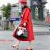 2018 mùa thu và mùa đông retro red cape coat đèn lồng tay áo lỏng áo len trong đoạn dài áo choàng nữ mùa thu và mùa đông phụ nữ áo cardigan nữ Trung bình và dài Coat