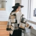 Mùa thu đông 2019 Thời trang mới phiên bản Hàn Quốc của áo khoác kẻ sọc ngắn phổ biến 茧 kiểu áo len nhỏ nữ thủy triều - Áo khoác ngắn mẫu áo dạ ngắn đẹp 2021 Áo khoác ngắn